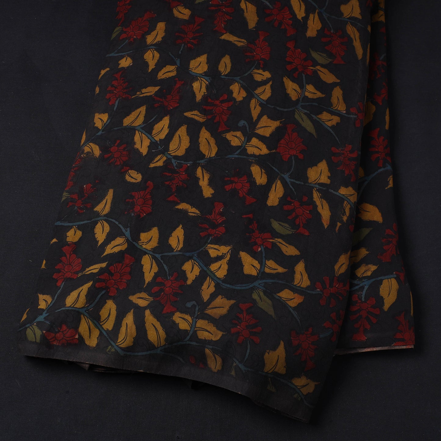 Silk Handpainted Srikalahasti Pen Kalamkari Fabric 01