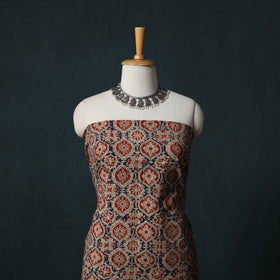 Pedana Hand Block Print Natural Dyed Cotton Kalamkari 2pc Unstitched Dress Material Kurta Set 03