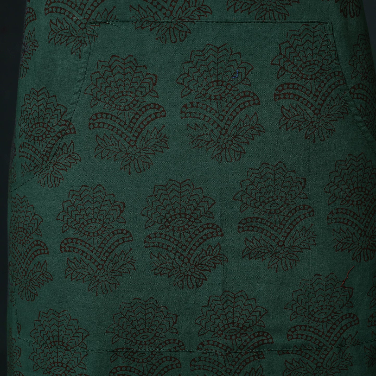 Green - Bagh Hand Block Print Cotton Apron with Pocket 22