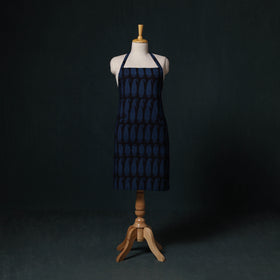 Black - Bagh Hand Block Print Cotton Apron with Pocket 23