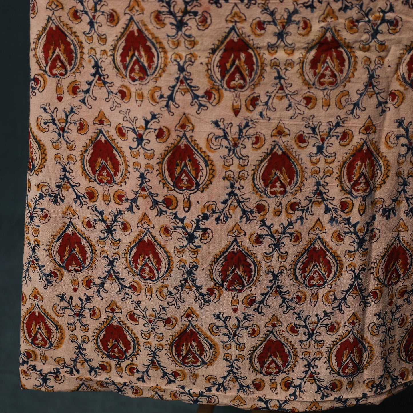 Pedana Hand Block Print Natural Dyed Cotton Kalamkari 2pc Unstitched Dress Material Kurta Set 04