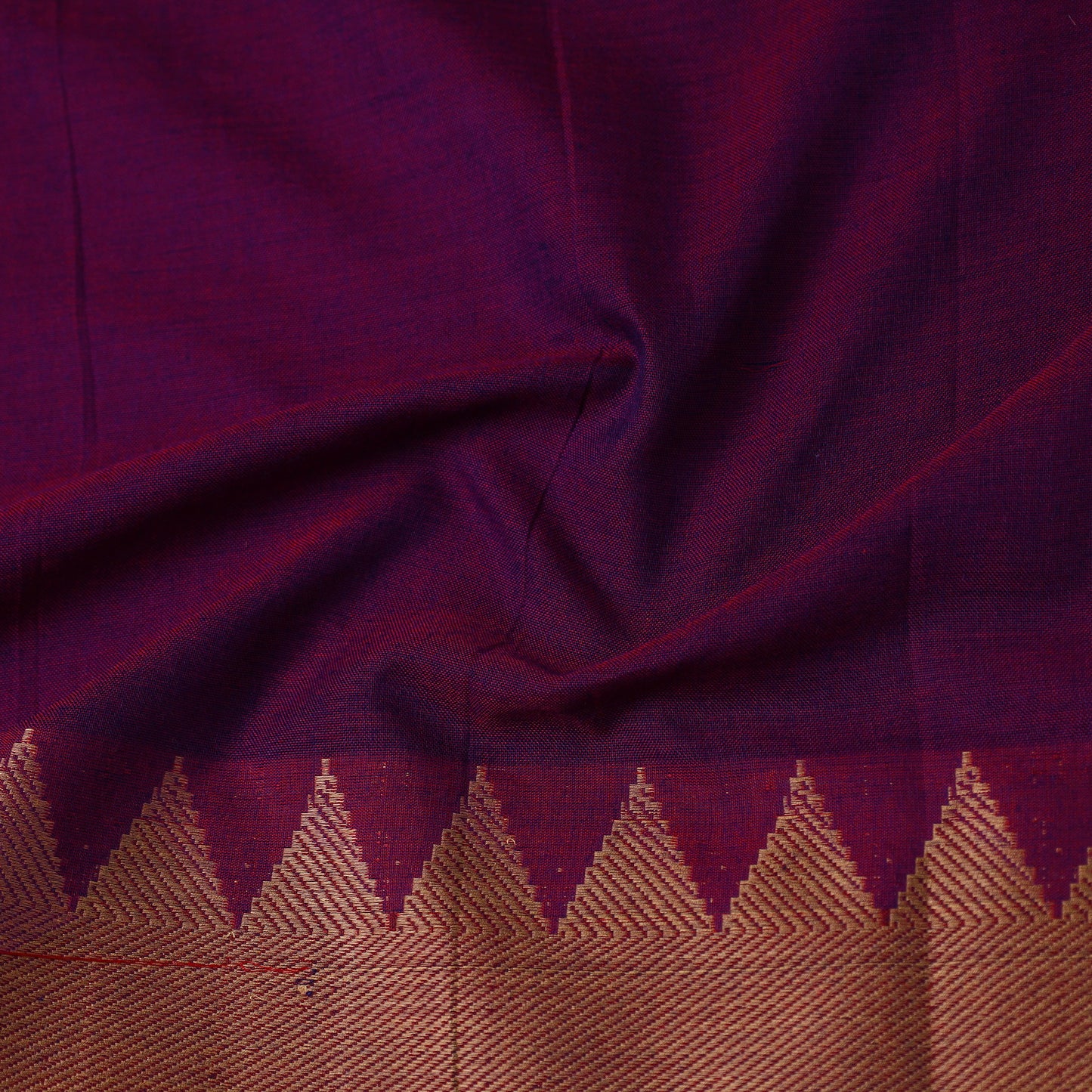  Purple Mercerised Cotton Thread Border Dharwad Fabric