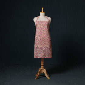 Peach - Sanganeri Hand Block Print Cotton Apron with Pocket 24