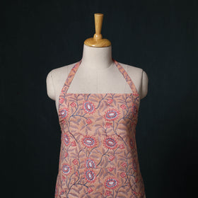 Peach - Sanganeri Hand Block Print Cotton Apron with Pocket 24