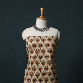 Pedana Hand Block Print Natural Dyed Cotton Kalamkari 2pc Unstitched Dress Material Kurta Set 05