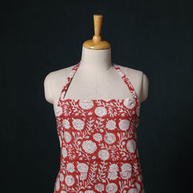 Red - Sanganeri Hand Block Print Cotton Apron with Pocket 25