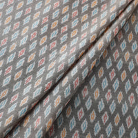 Grey - Pure Sico Silk Cotton Handwoven Pochampally Ikat Fabric 01