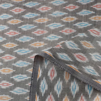 Grey - Pure Sico Silk Cotton Handwoven Pochampally Ikat Fabric 01