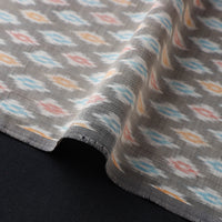 Grey - Pure Sico Silk Cotton Handwoven Pochampally Ikat Fabric 01