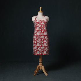 Red - Sanganeri Hand Block Print Cotton Apron with Pocket 27