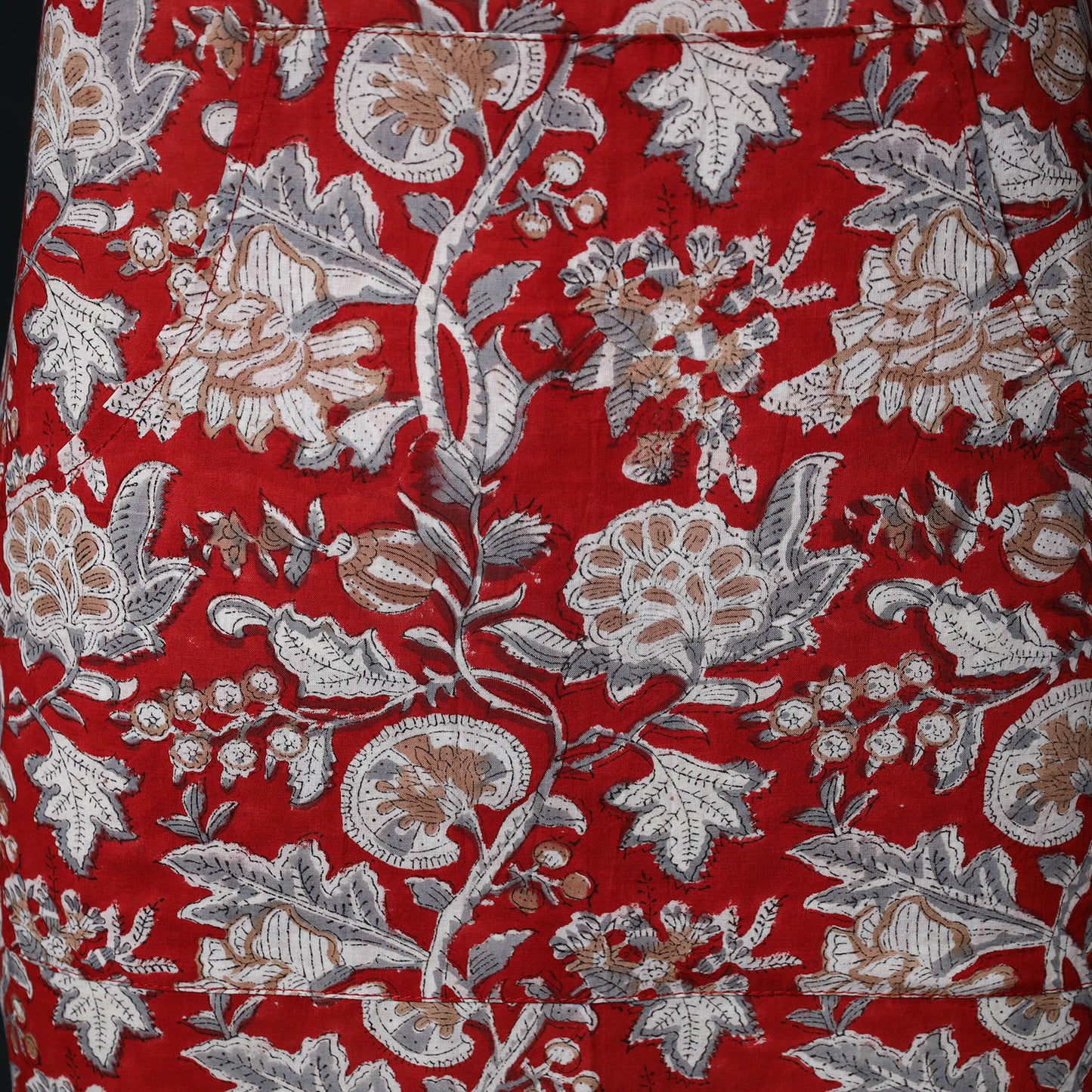 Red - Sanganeri Hand Block Print Cotton Apron with Pocket 27