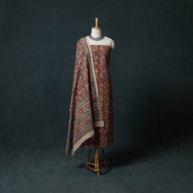 Pedana Hand Block Print Natural Dyed Cotton Kalamkari 2pc Unstitched Dress Material Kurta Set 07
