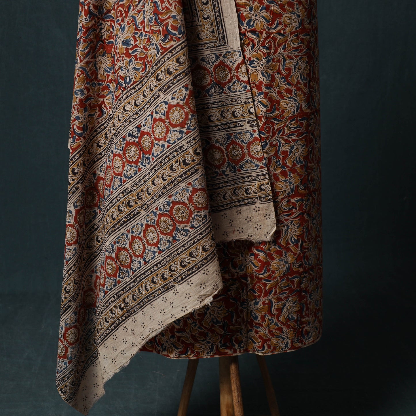 Pedana Hand Block Print Natural Dyed Cotton Kalamkari 2pc Unstitched Dress Material Kurta Set 07