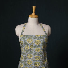 Grey - Sanganeri Hand Block Print Cotton Apron with Pocket 28
