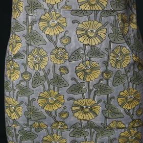 Grey - Sanganeri Hand Block Print Cotton Apron with Pocket 28