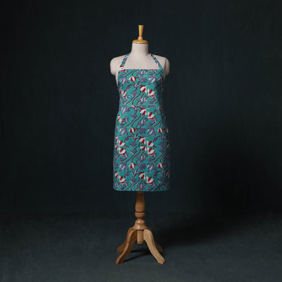Green - Sanganeri Hand Block Print Cotton Apron with Pocket 29