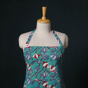 Green - Sanganeri Hand Block Print Cotton Apron with Pocket 29