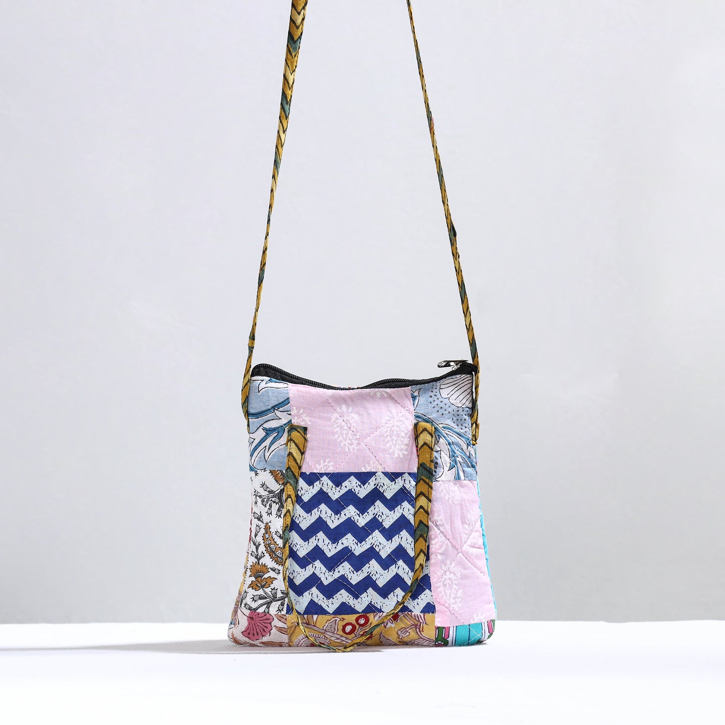 Multicolor - Handmade Quilted Cotton Patchwork Sling Bag 18