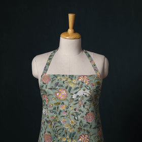 Green - Sanganeri Hand Block Print Cotton Apron with Pocket 30