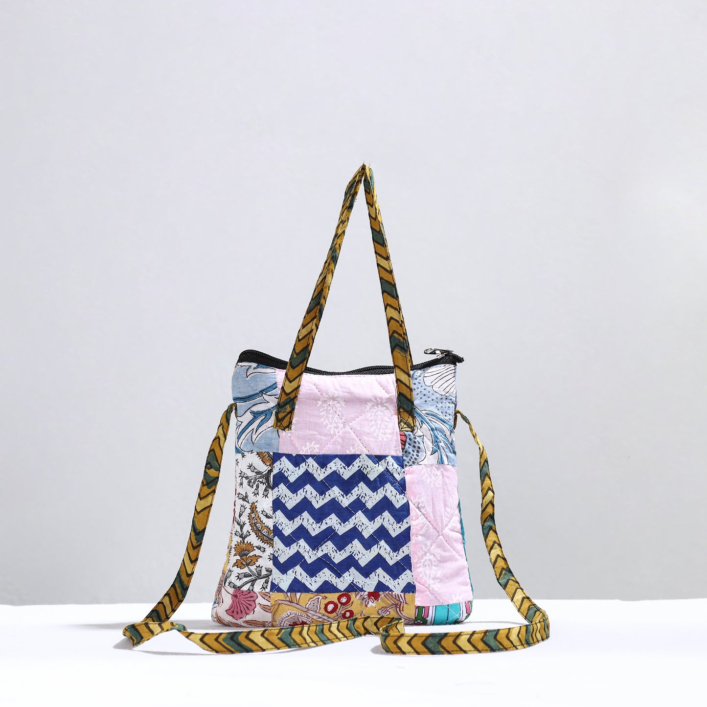 Multicolor - Handmade Quilted Cotton Patchwork Sling Bag 18