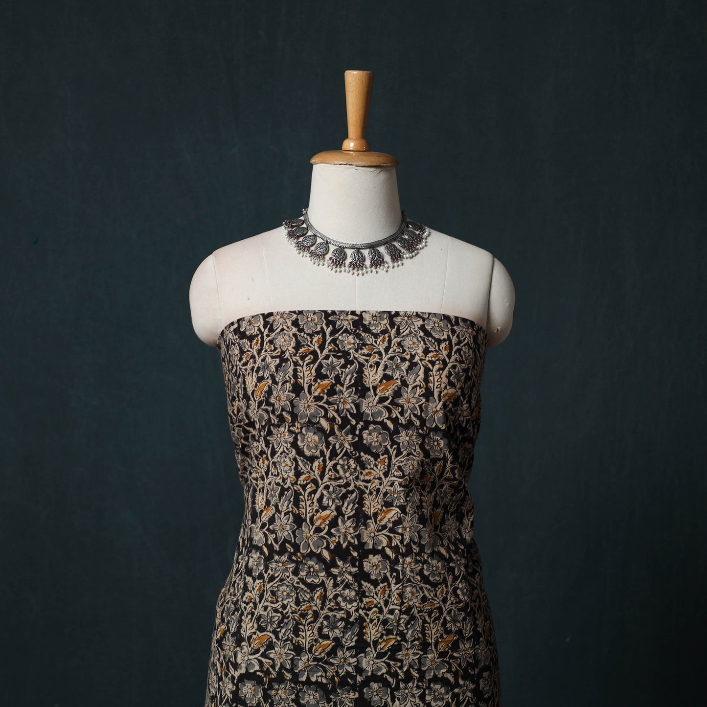 Pedana Hand Block Print Natural Dyed Cotton Kalamkari 2pc Unstitched Dress Material Kurta Set 08