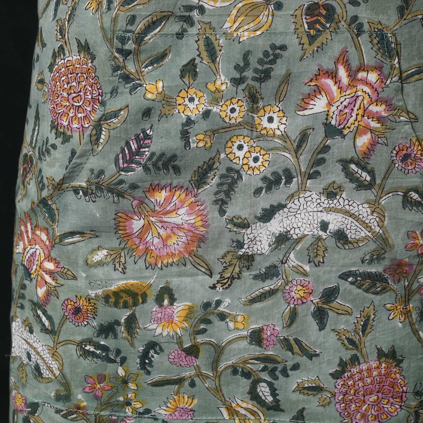 Green - Sanganeri Hand Block Print Cotton Apron with Pocket 30