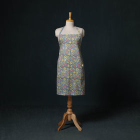 Blue - Sanganeri Hand Block Print Cotton Apron with Pocket 31