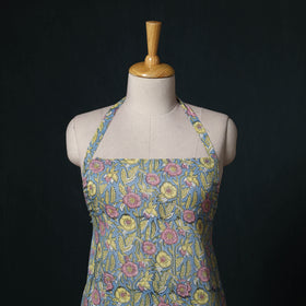 Blue - Sanganeri Hand Block Print Cotton Apron with Pocket 31