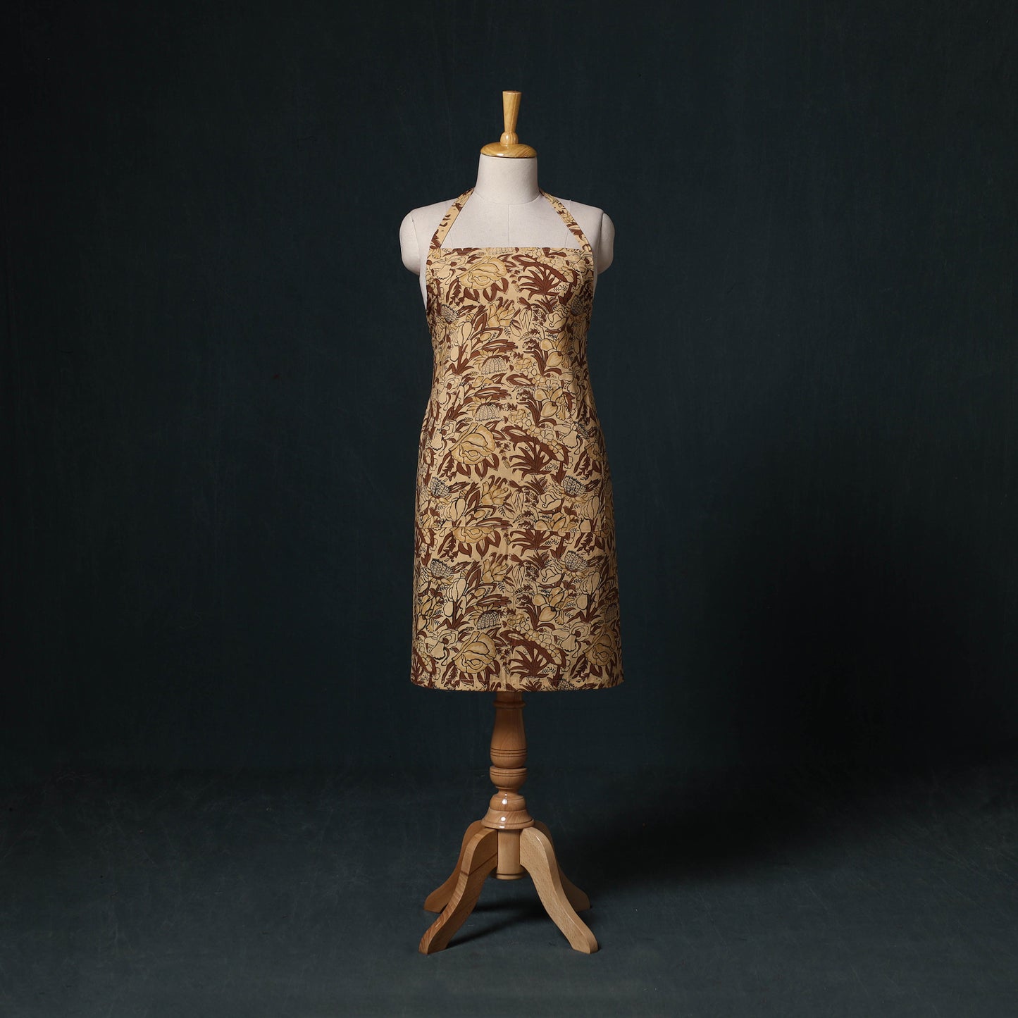Brown - Sanganeri Hand Block Print Cotton Apron with Pocket 33