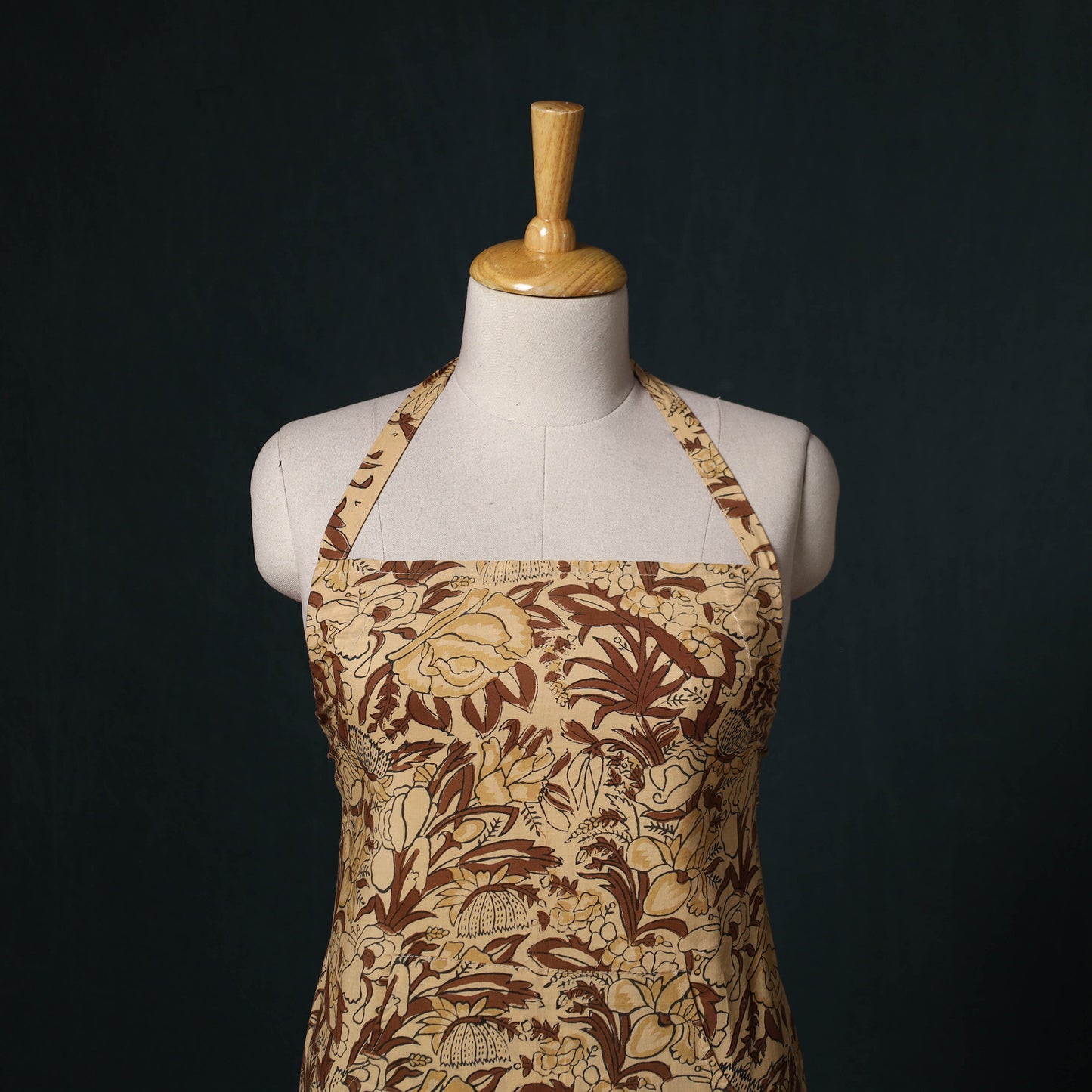 Brown - Sanganeri Hand Block Print Cotton Apron with Pocket 33