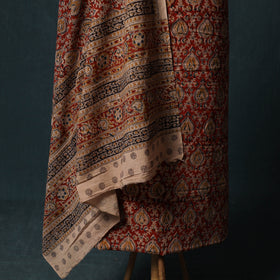 Pedana Hand Block Print Natural Dyed Cotton Kalamkari 2pc Unstitched Dress Material Kurta Set 10