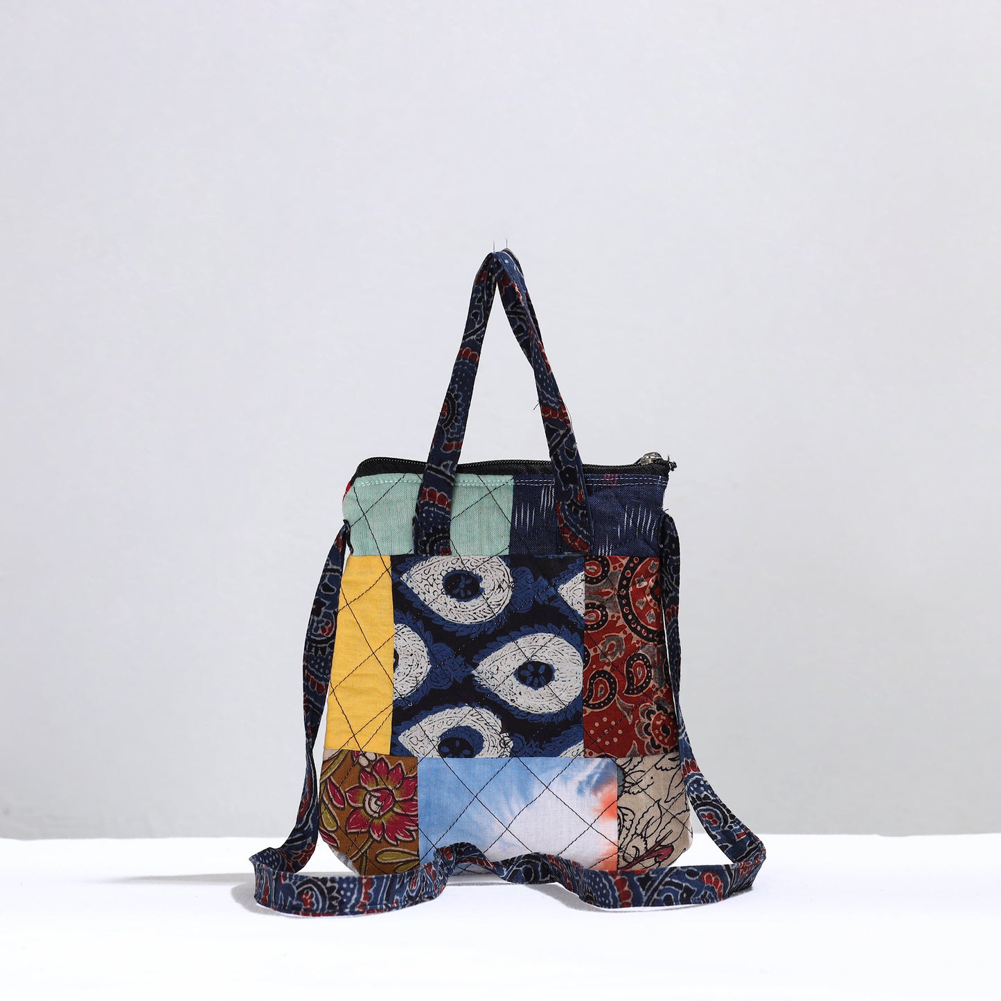 Multicolor - Handmade Quilted Cotton Patchwork Sling Bag 21