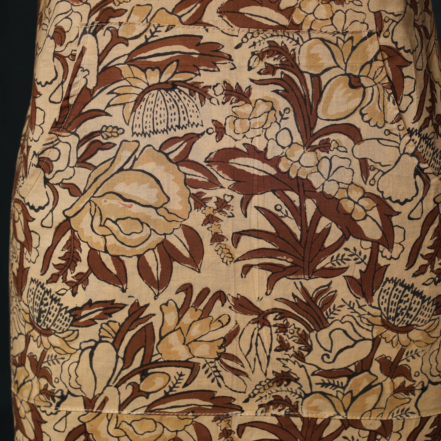 Brown - Sanganeri Hand Block Print Cotton Apron with Pocket 33