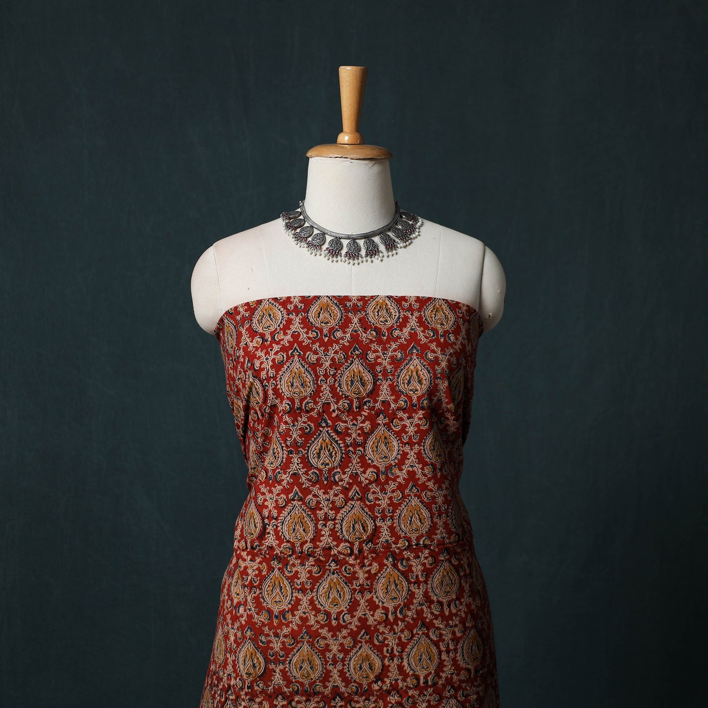 Pedana Hand Block Print Natural Dyed Cotton Kalamkari 2pc Unstitched Dress Material Kurta Set 10