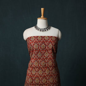 Pedana Hand Block Print Natural Dyed Cotton Kalamkari 2pc Unstitched Dress Material Kurta Set 10