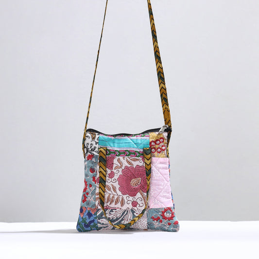 Handmade Quilted Cotton Patchwork Sling Bag 23