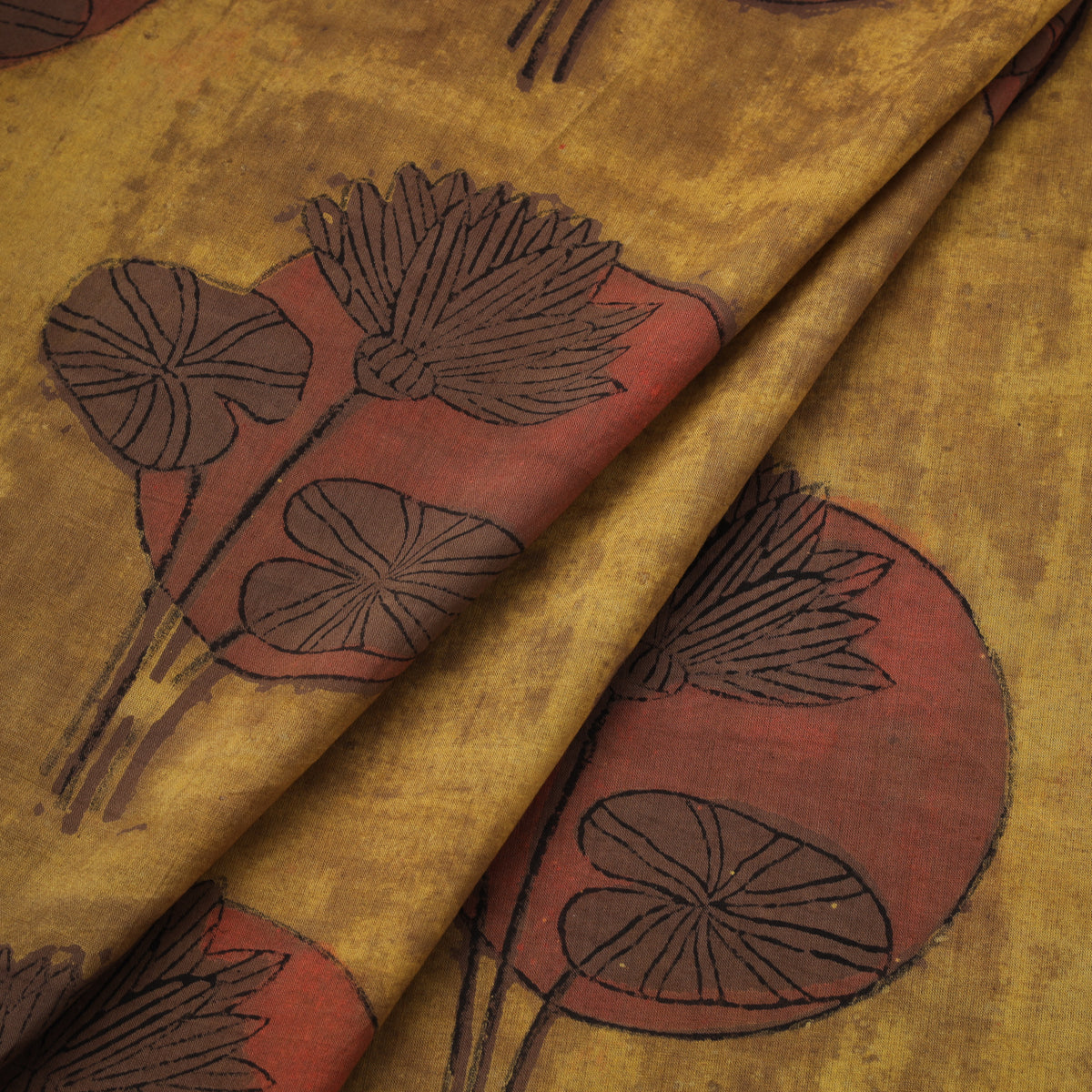 Pomegranate Peel Hand Block Print Cotton Fabric 01