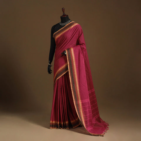 Pink - kandangi chettinad cotton saree with border 32
