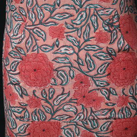Peach - Sanganeri Hand Block Print Cotton Apron with Pocket 35