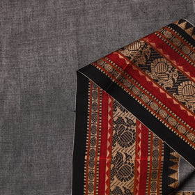  Grey Mercerised Cotton Thread Border Dharwad Fabric