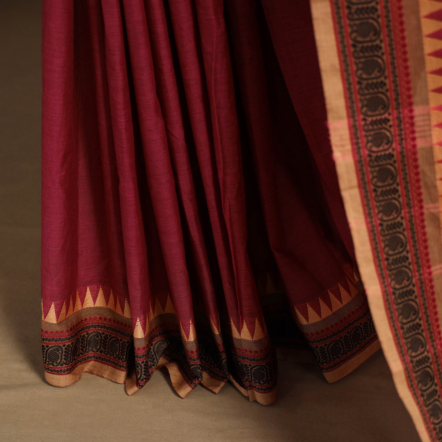 Pink - kandangi chettinad cotton saree with border 32