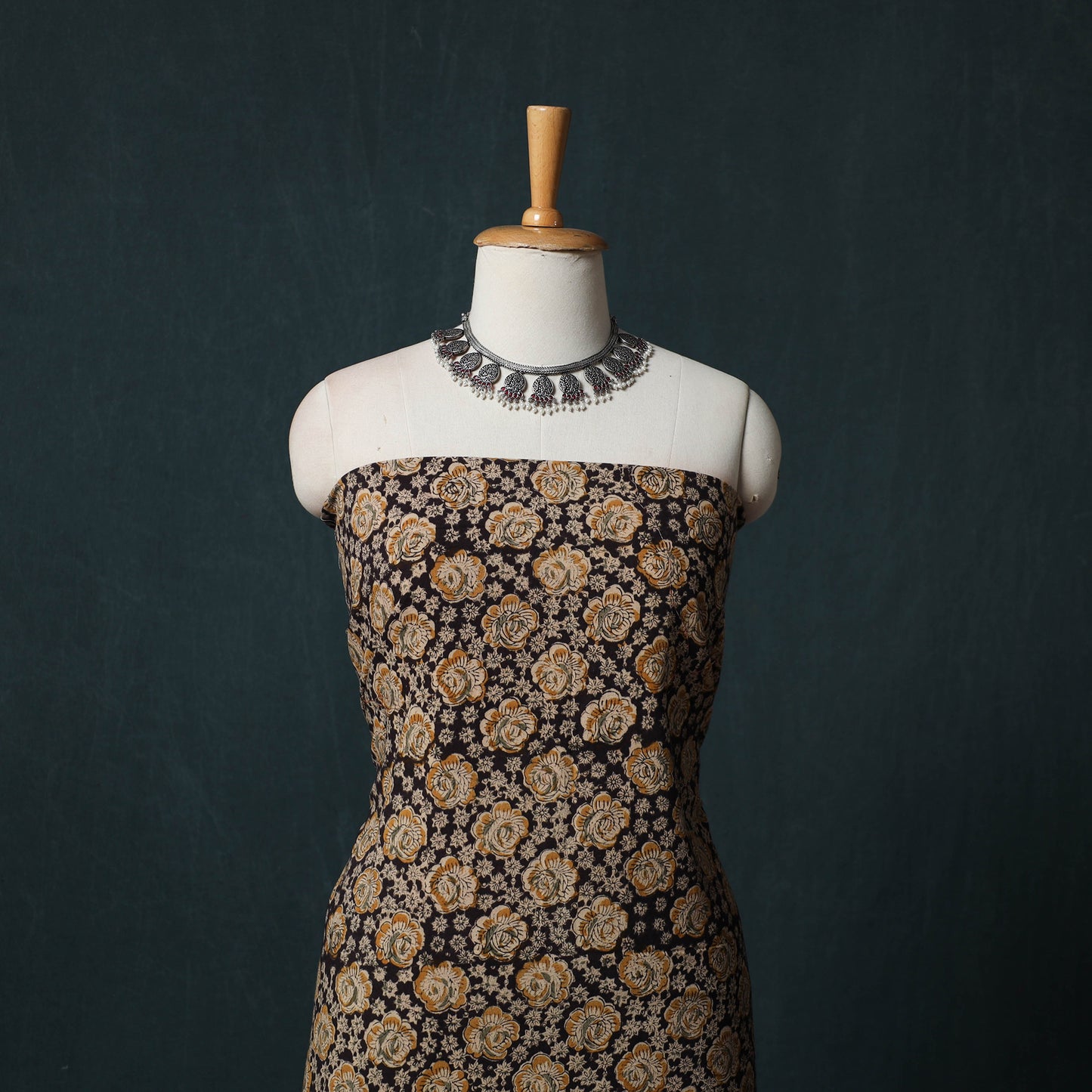 Pedana Hand Block Print Natural Dyed Cotton Kalamkari 2pc Unstitched Dress Material Kurta Set 11