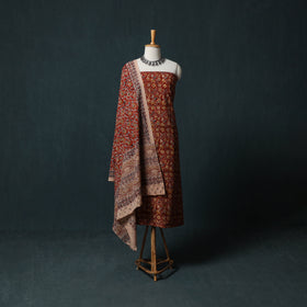 Pedana Hand Block Print Natural Dyed Cotton Kalamkari 2pc Unstitched Dress Material Kurta Set 12