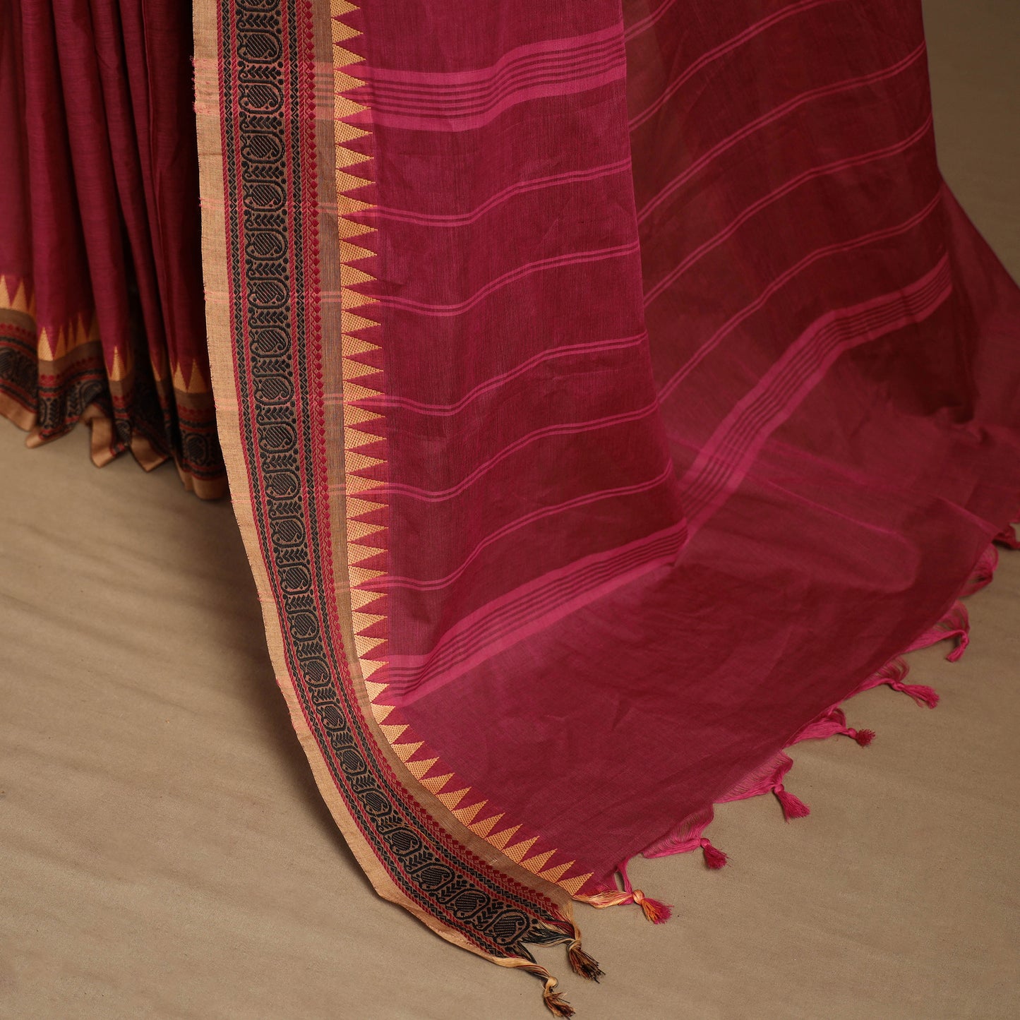 Pink - kandangi chettinad cotton saree with border 32