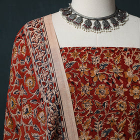 Pedana Hand Block Print Natural Dyed Cotton Kalamkari 2pc Unstitched Dress Material Kurta Set 12