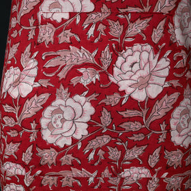 Red - Sanganeri Hand Block Print Cotton Apron with Pocket 36