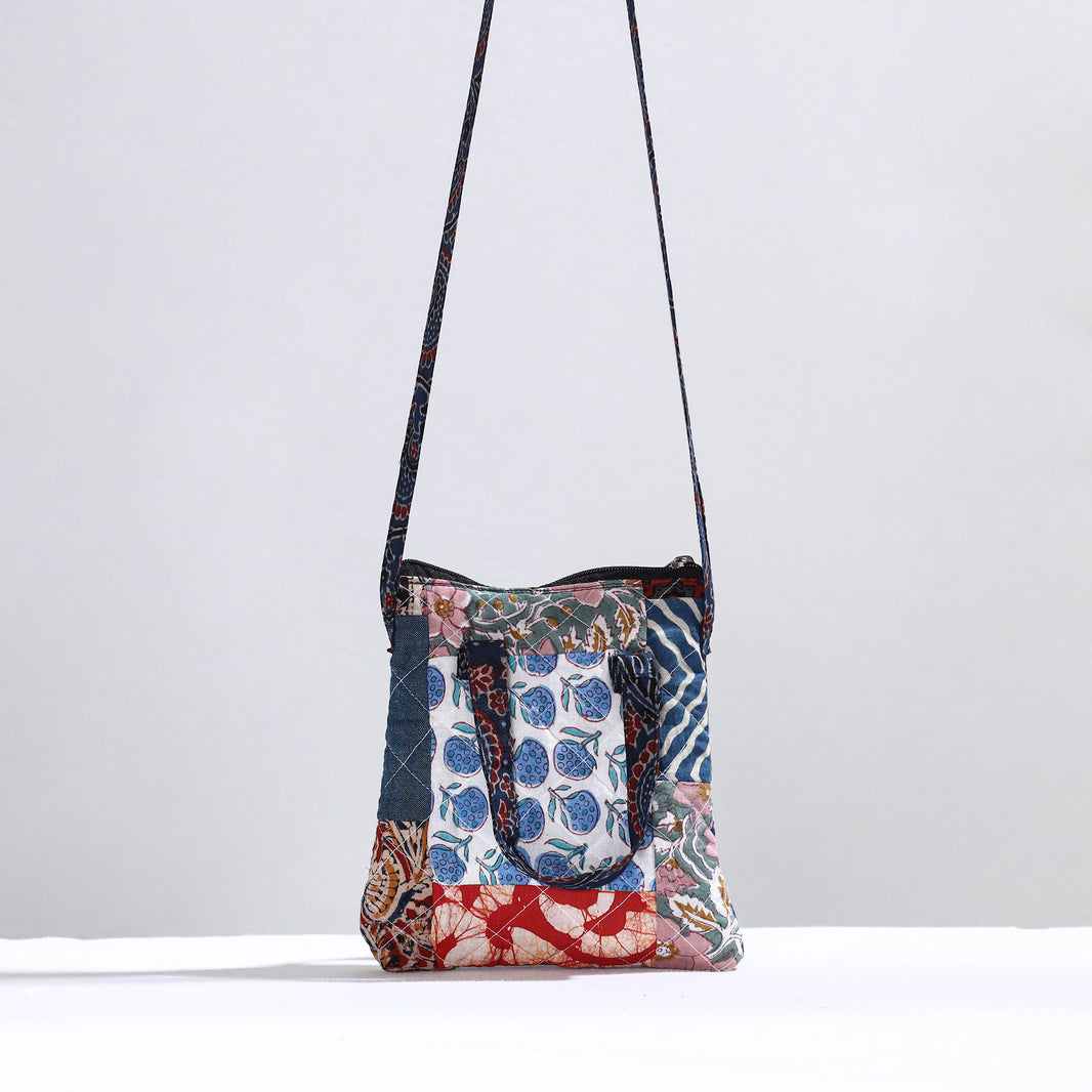 Multicolor - Handmade Quilted Cotton Patchwork Sling Bag 13