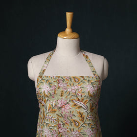 Green - Sanganeri Hand Block Print Cotton Apron with Pocket 37