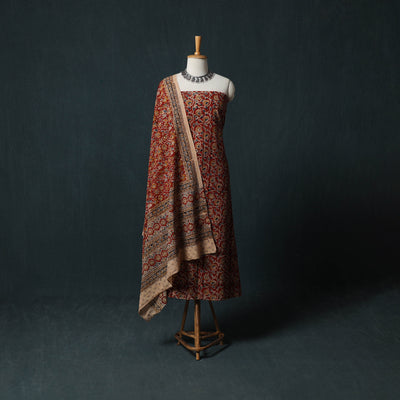 Pedana Hand Block Print Natural Dyed Cotton Kalamkari 2pc Unstitched Dress Material Kurta Set 13