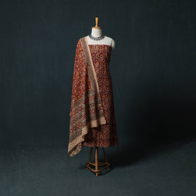Pedana Hand Block Print Natural Dyed Cotton Kalamkari 2pc Unstitched Dress Material Kurta Set 13